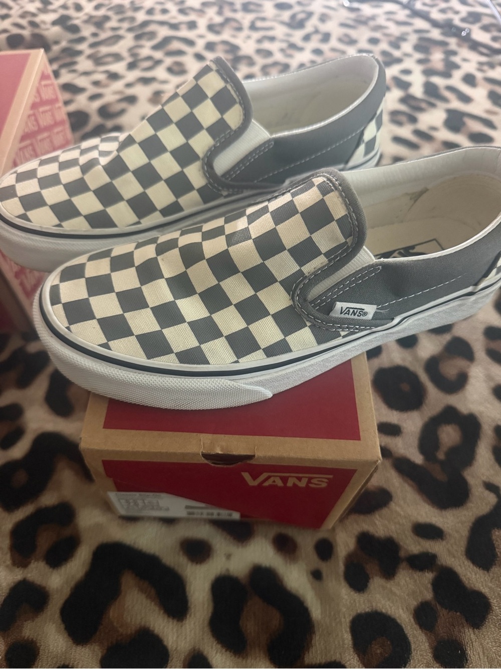 Vans Kids Slip-On Checkerboard Sneakers - Black and White